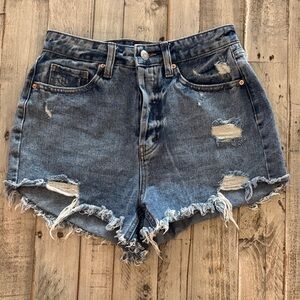 wild fable Distressed High-Rise Denim Shorts - Blue